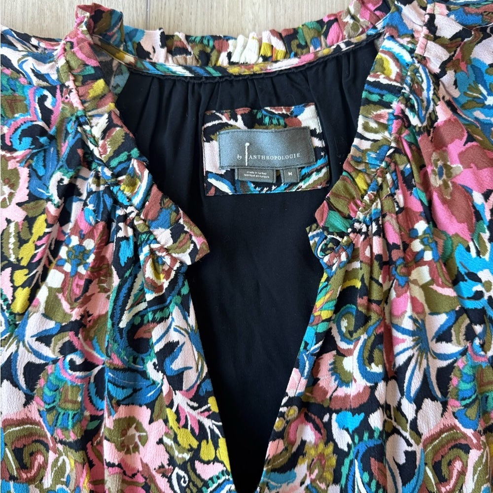 HTF By Anthropologie Robin Tiered Mini Dress Size M EUC Floral flirty boho - Picture 8 of 14